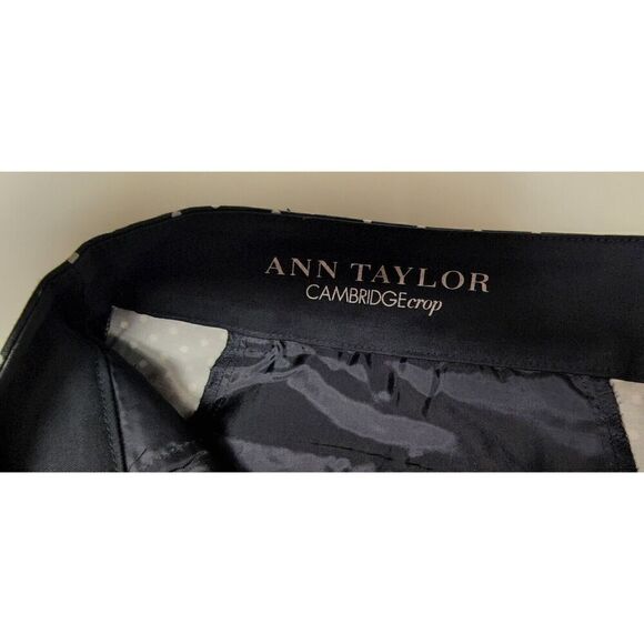 Ann Taylor Women's 2 Cambridge Crop Navy White Polka Dots Ankle Pants - Picture 3 of 9